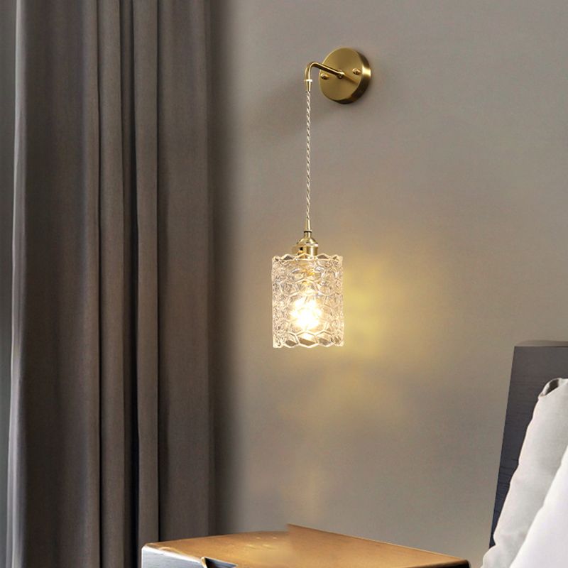 Geometric Shape Glass Vanity Lamp Modern Style 1 Light Vanity Light Fixture in Brass