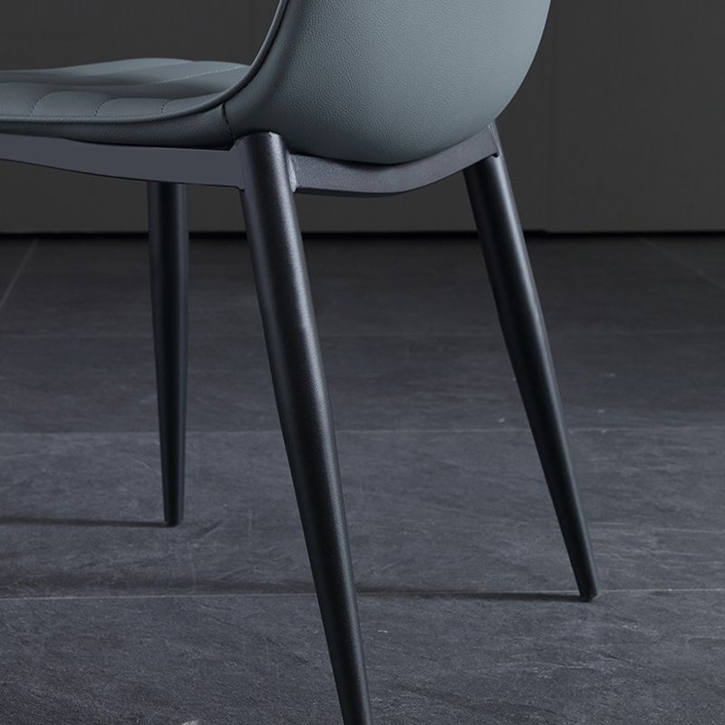 Industrial Faux Leather Chairs Armless Side Chairs with Metal Legs for Home Use