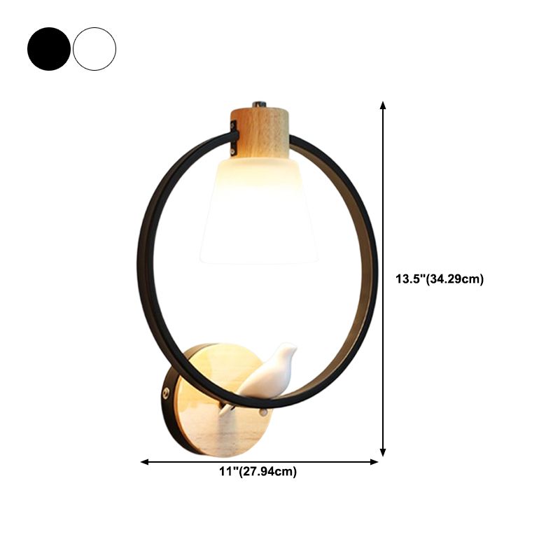 Modern Kids Wall Sconce Geometric Shape Metal Wall Light with Glass Shade for Bedroom