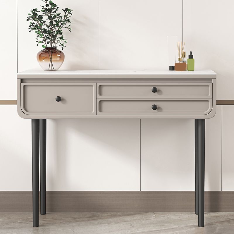 Glam Makeup Vanity Desk with Slate Top, Solid Wood Dressing Table