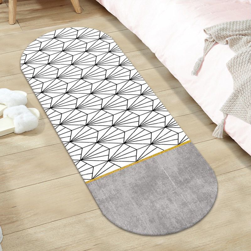 Light Green Color Block Rug Polyester Casual Rug Non-Slip Backing Rug for Living Room