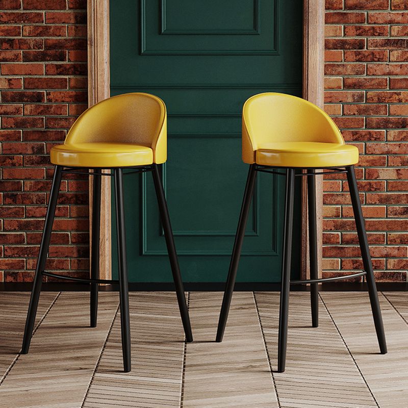 Faux Leather Armless Bar Stool Industrial Low Back Bar Chair with Metal Footrest