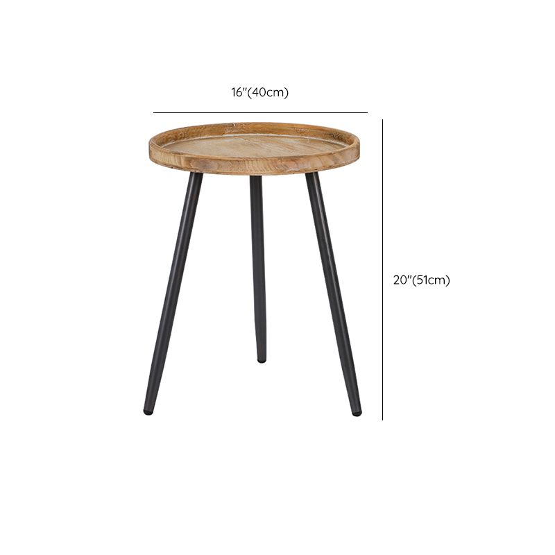 20-inch Tall Solid Wood Side Table Rustic Tray Top 3 Legs End Table