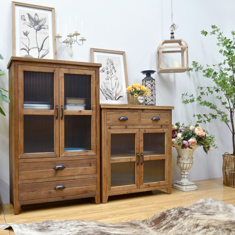 Traditional Old Style Solid Wood Display Cabinet for Living Room