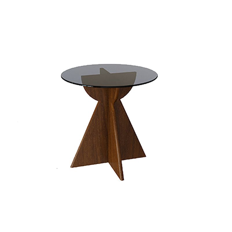 Contemporary Abstract Glass Top Round Living Room Accent Side Table