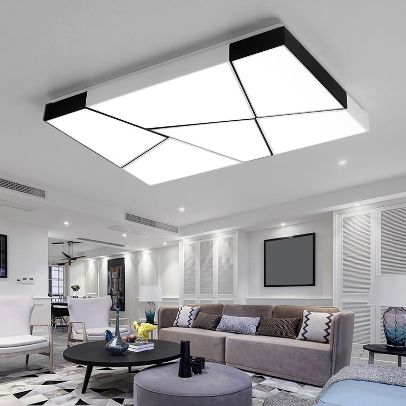 Minimalist Splicing Ceiling Lamp Acrylic Living Room LED Flush Mounted Light in Black-White