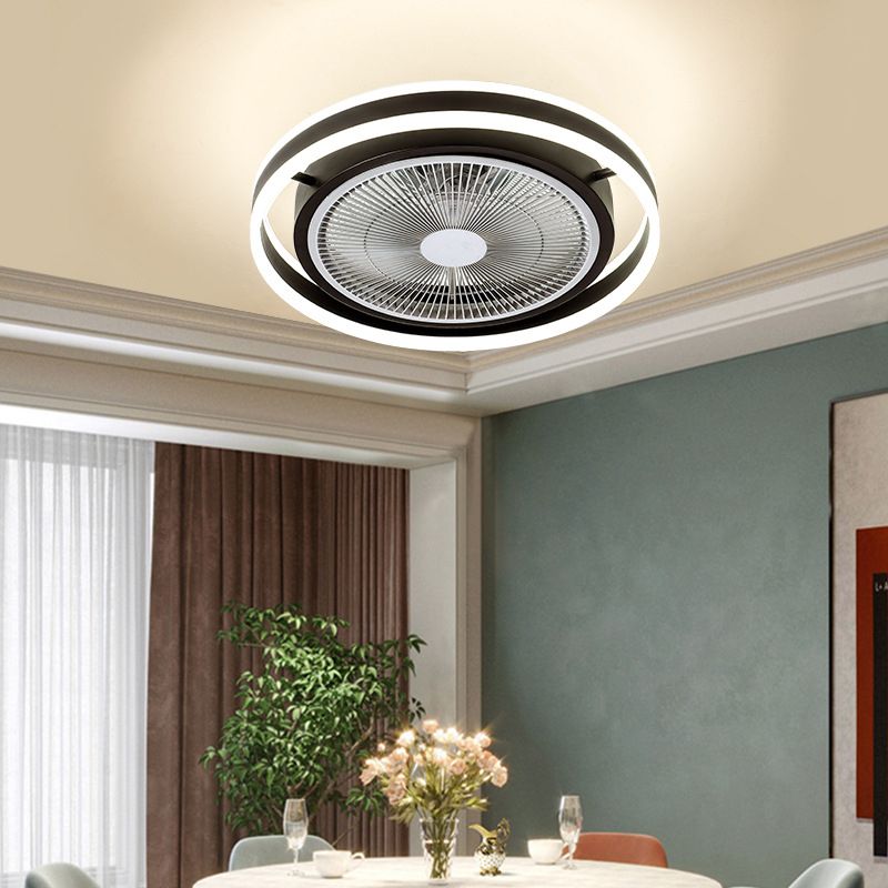Runde Schlafzimmer halb Flush Mount Acrylminimalistische LED -Deckenlüftungslampe mit Fernbedienung
