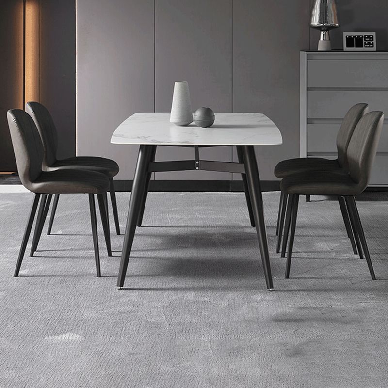 Industrial Dining Side Chair Wingback PU Leather Dining Chair