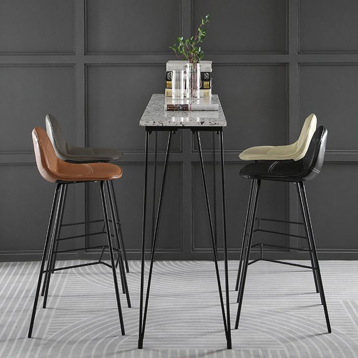 Contemporary Matte Finish Footrest Barstool Leather Home Stool