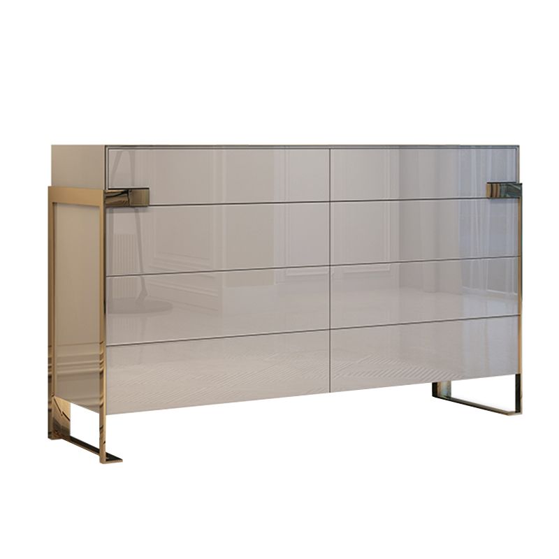 Glam Wood Horizontal Storage Chest with 8 Drawers for Bedroom