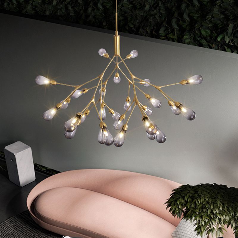 Lampada lampada lampada a goccia contemporanea fumo vetro grigio 27 teste soggiorno a sospensione Luce a sospensione