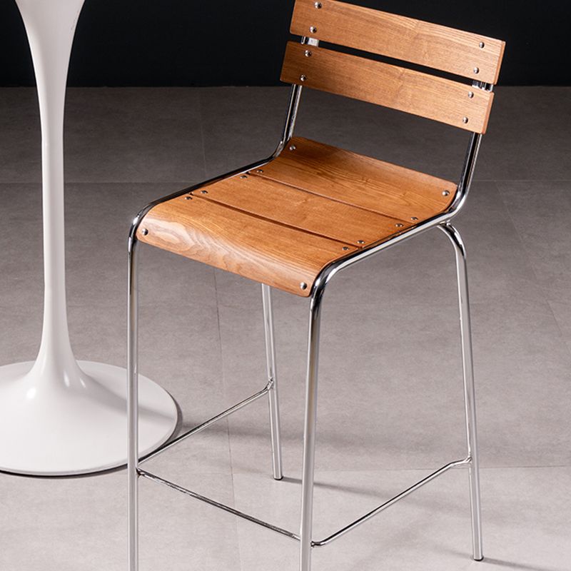 Contemporary Low Back Armless Bar Stools with Silver Metal Base