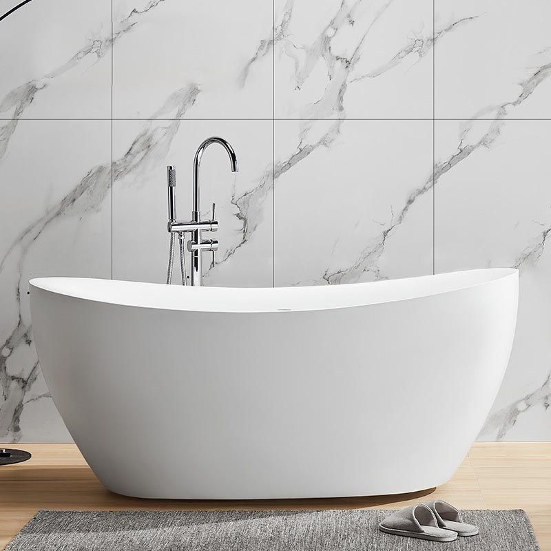 Modern Oval Freestanding Bathtub Acrylic Soaking White Center Bath