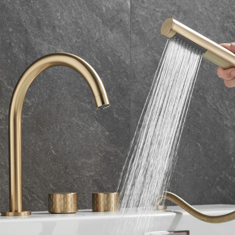 Traditional Deck Mounted Metal Tub Filler Three Handles Faucet