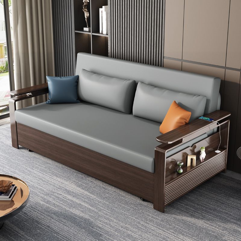 31" Wide Contemporary Sleeper Sofa Futon Gray Storage Sleeper Sofa