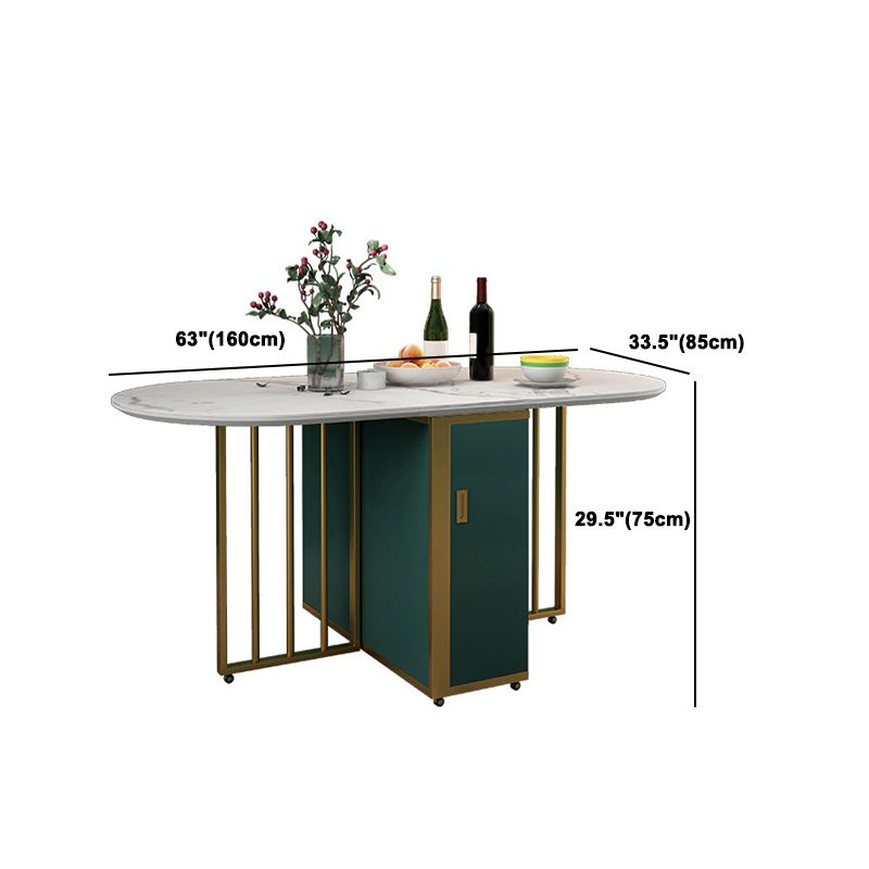 Folding Dining Table Set 1/3/5/7 Pcs Stone Top Table with Armless Chairs