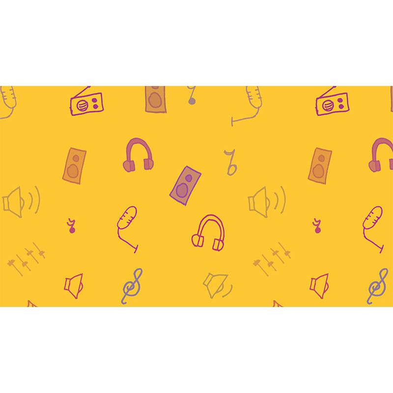 Illustration Stain Resistant Wallpaper Musical Notes Living Room Wall Mural