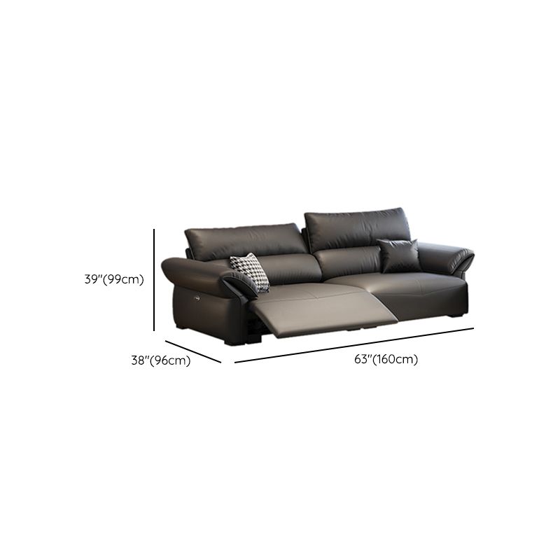 Scratch Resistant Power - Push Button Pillow Top Arm Genuine Leather Sofa