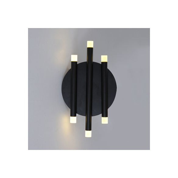 Semplice luce da parete nera con piastra rotonda a 6 luci lampada da parete in metallo per corridoio