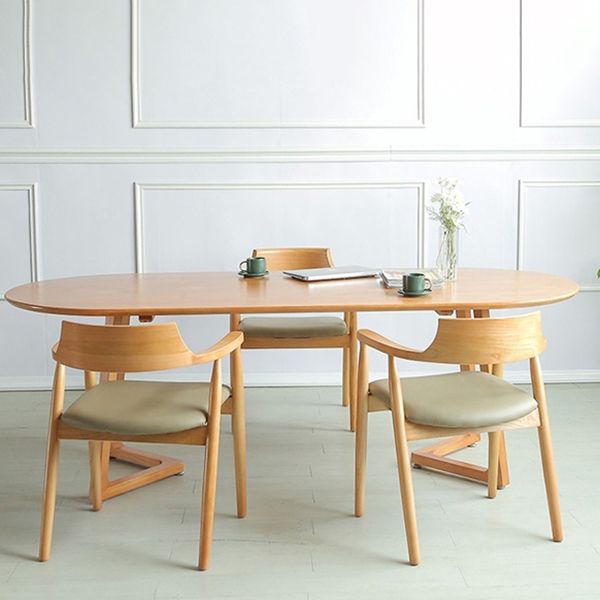 Modern Oval Dining Table Pine Solid Wood Dining Table for Kitchen