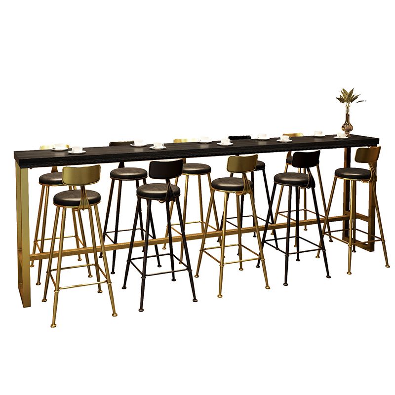 Glam Style Rectangle Bar Table Pine Solid Wood Bar Dining Table for Living Room