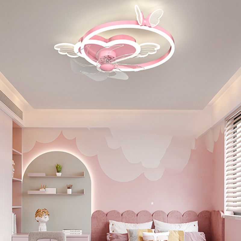 Luz de techo de ventilador de techo de estilo chlidren Luz de montaje de mariposa LED con sombra acrílica