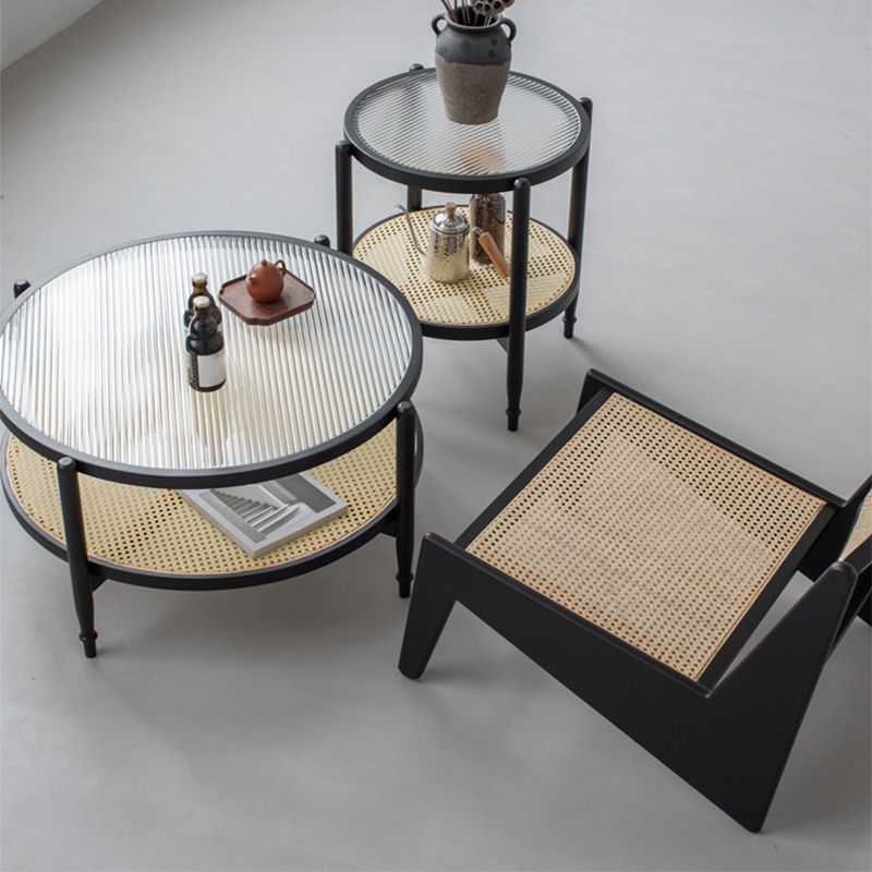 Tropical Coffee Table Solid Wood Black Coffee Cocktail Table