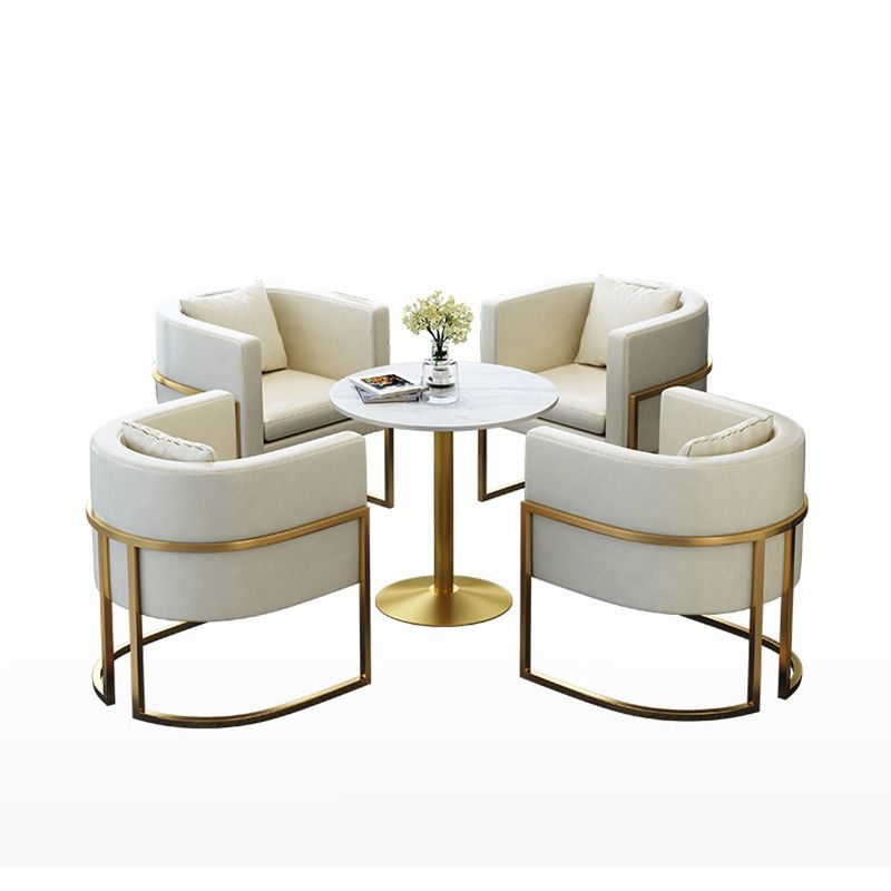 Parsons Arm Chair Leather Indoor Dining Chair with Gold Frame