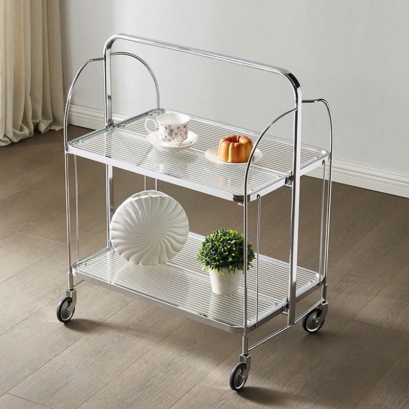 31.50" High Modern Style Rectangle Prep Table Rolling Metal Prep Table for Home