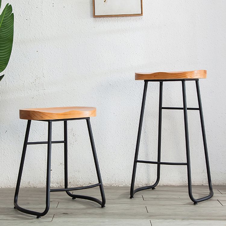 Modern Style Backless Bar-stool Saddle Seat Bar Stool with Metal Legs