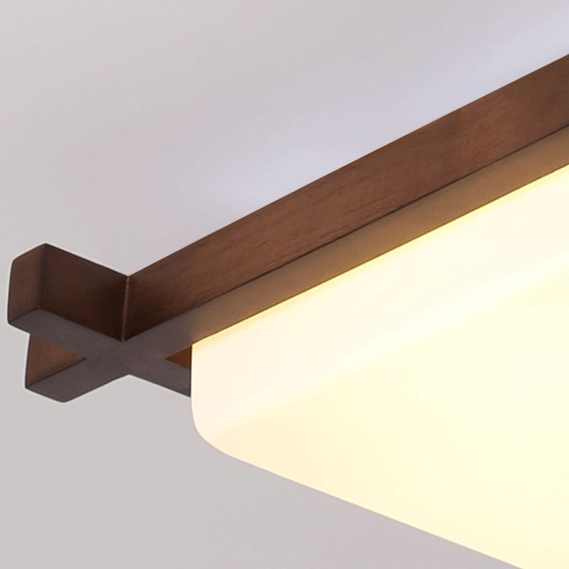 1 Light Square Ceiling Lamp Modern Style Wood Ceiling Lighting for Living Room