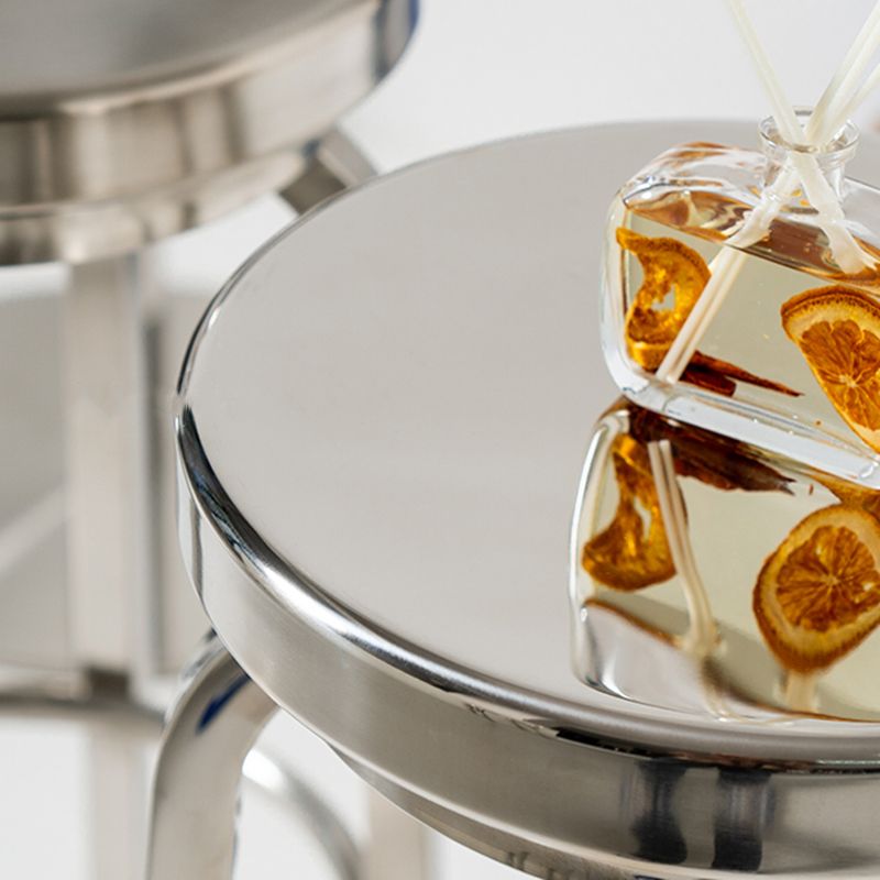 1 Pcs Industrial Silver Counter Stools Stainless Steel Bar Bristol Stools with Round Seat