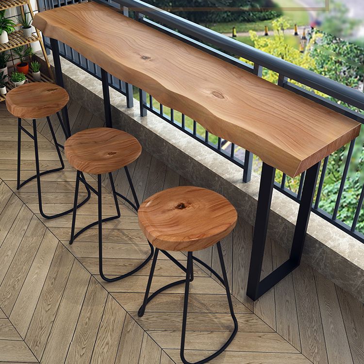 Solid Wood Bar Stools Modern Backless Dining Stools with Footrest