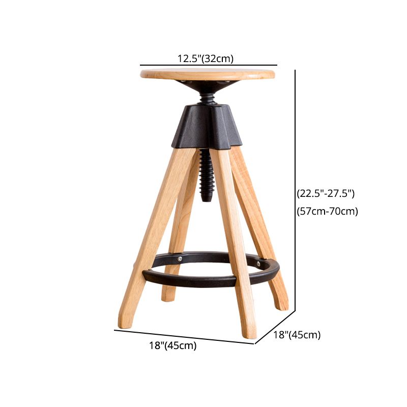 Taburete de bar moderno ajustable, taburete de bar sin respaldo de madera sin brazos con eslabón giratorio