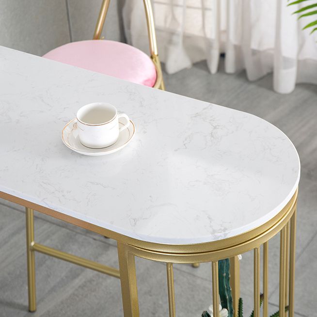 Glam Specialty Bar Dining Table Stone Bistro Bar Table with Shelves