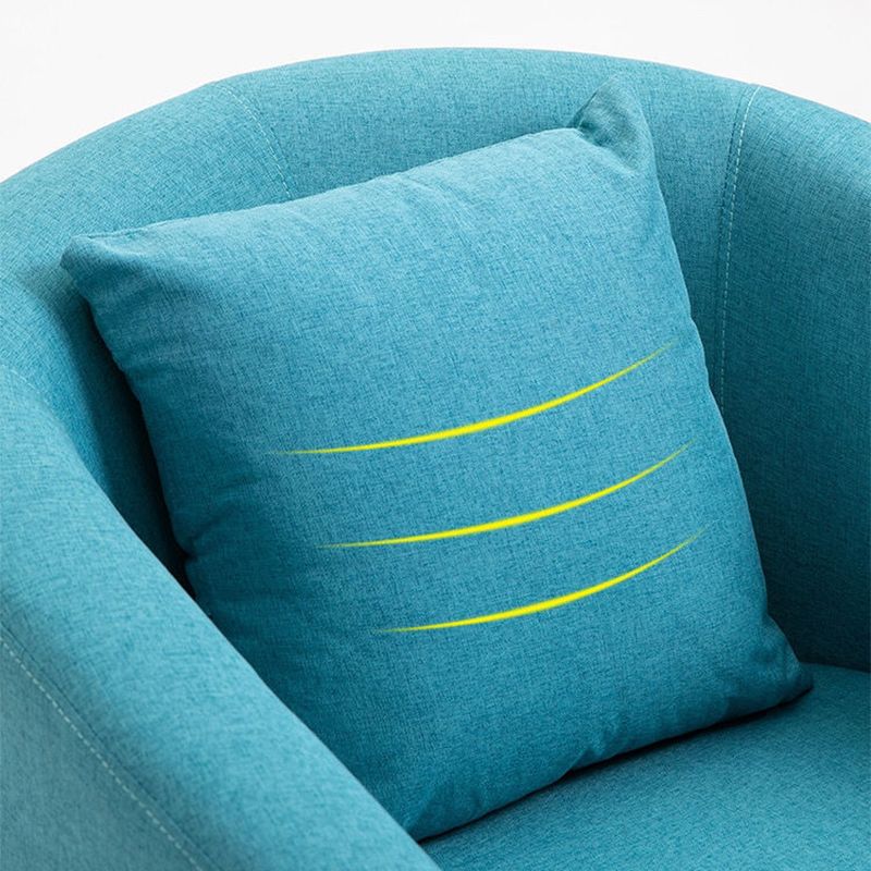 Linen and Faux Leather Sloped Arms Basic Four Leg Accent Chair Set