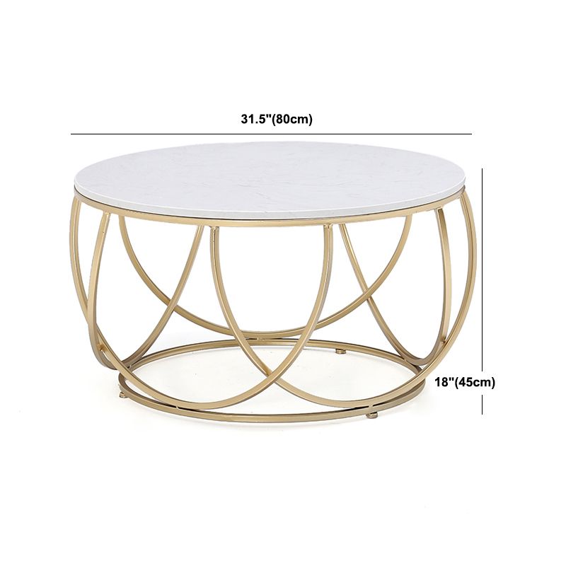 Contemporary Coffee Table Round Metal Frame Base Cocktail Table