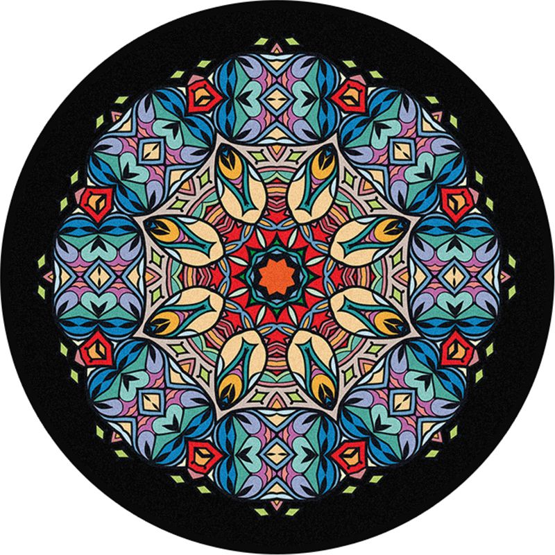 Multi Color Bedroom Rug Moroccan Floral Area Rug Synthetics Stain Resistant Washable Non-Slip Rug