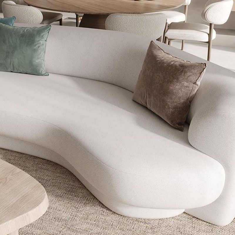 Contemporary Sofa Solid Color Curved Loveseat for Bonus Room