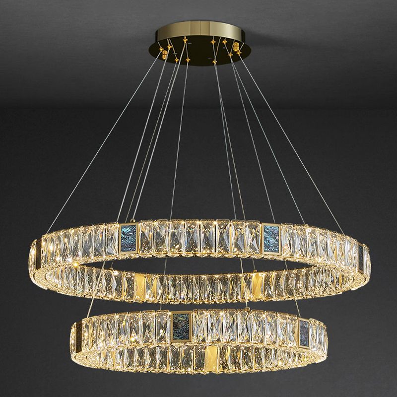 Round Shade Hanging Light Modern Style Crystal Pendant Light for Dining Room
