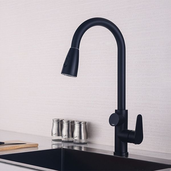 Modern Style Kitchen Faucet Stainless Steel 1-Handle High Arc Retractable Kitchen Faucet