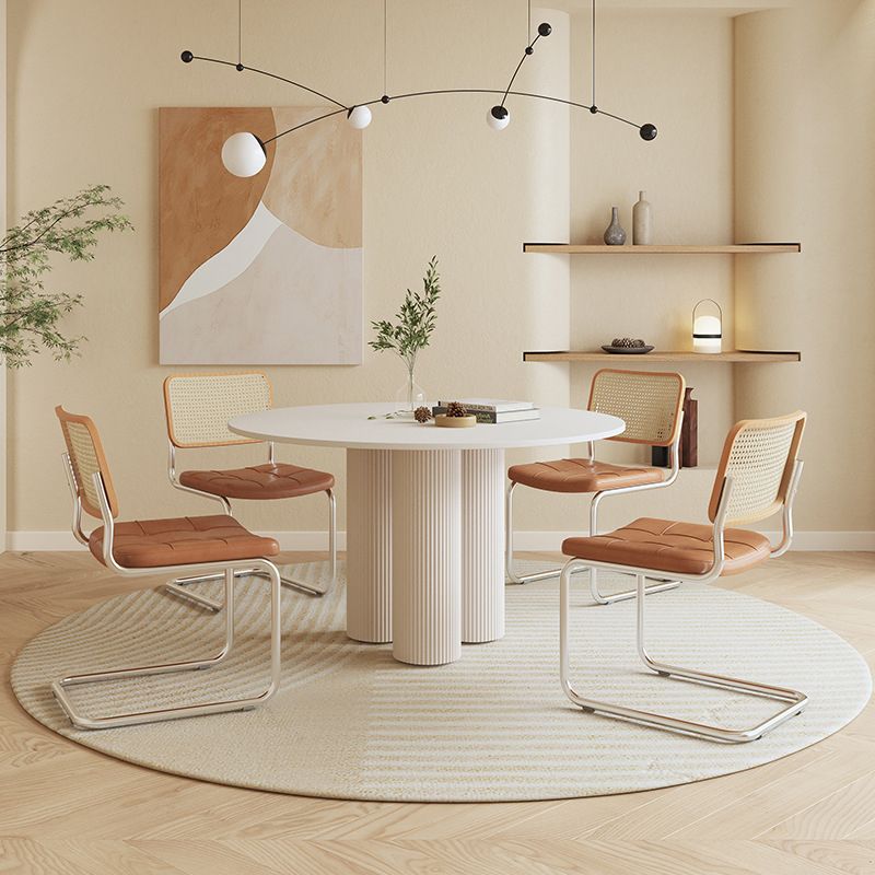 Contemporary Round Dining Table Stone Dinner Table with 3 Legs