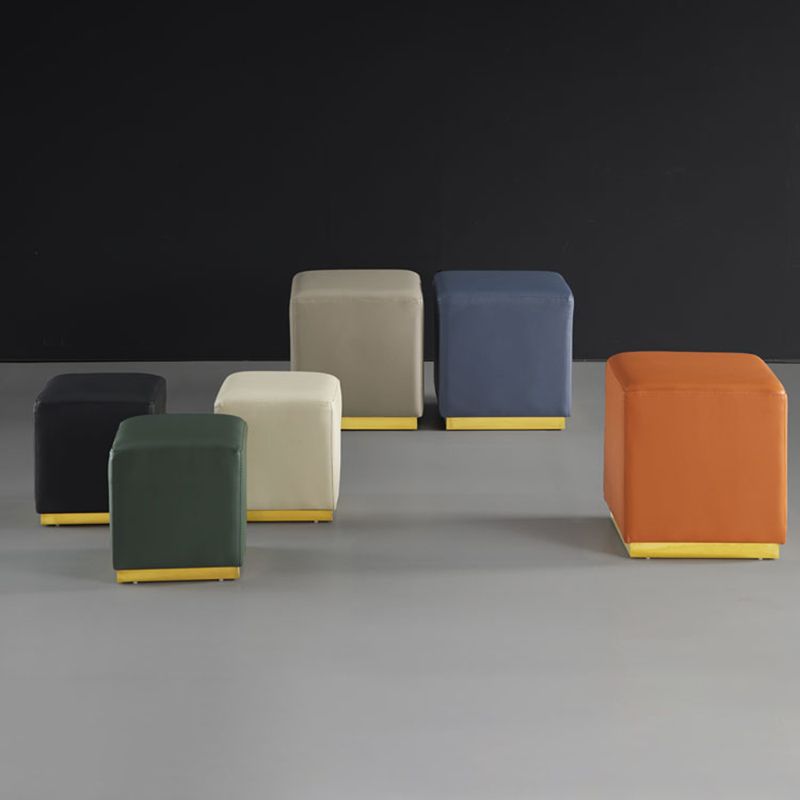Gorgeous Square Ottoman Pure Color Genuine Leather Water Resistant Footstool Ottoman