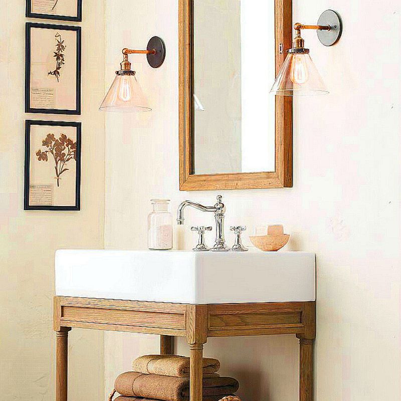 Geometrische Schatten Wandleuchte Industrial Style 1 Lichtglas Wandbeleuchtung in Schwarz