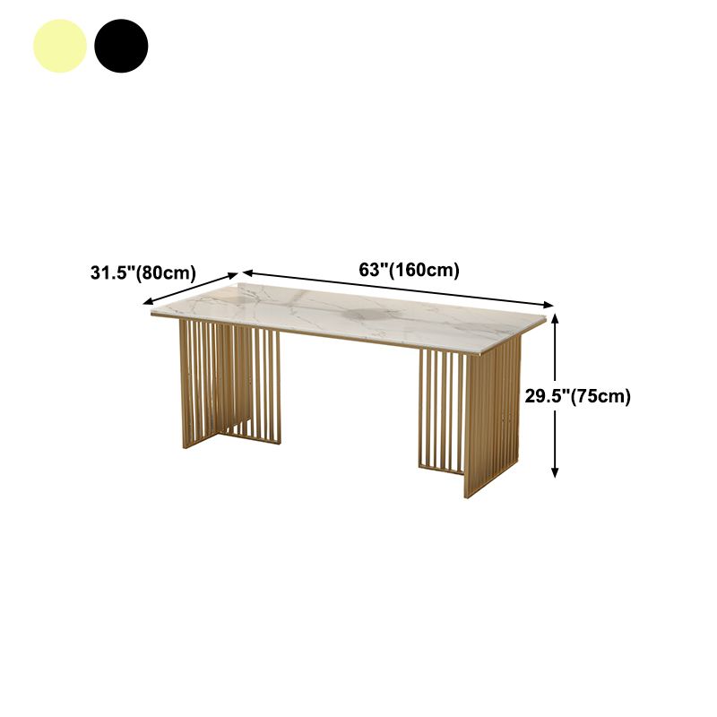Mesa de comedor de lujo tradicional Mesa de piedra sinterizada con marco de oro para uso en el hogar