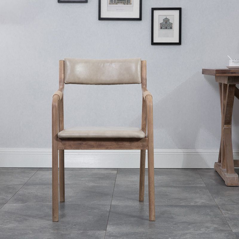 Silla de comedor tapizada de madera con respaldo abierto, sillón de estilo rural interior, individual