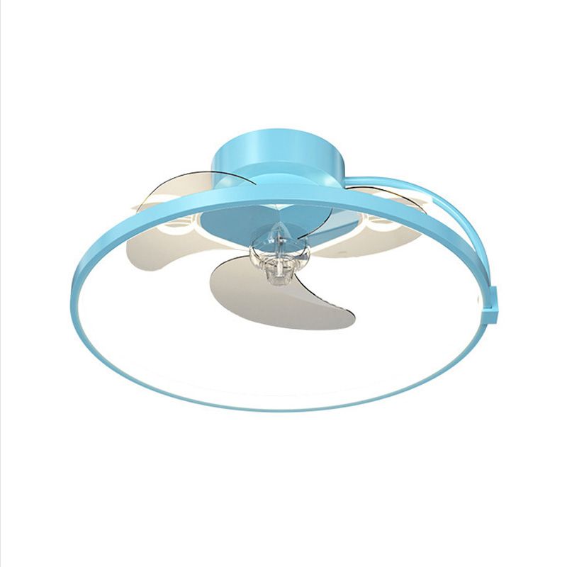 Heart Wings Shaped Ceiling Fan Lamp Cartoon Metal Children Bedroom LED Flush Mount Light