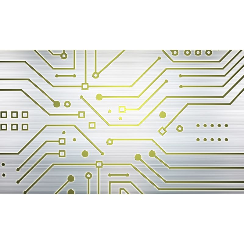 Industrial Circuit Board Mural Non-Woven Texture Waterproof Light Gray Wall Art for Bedroom