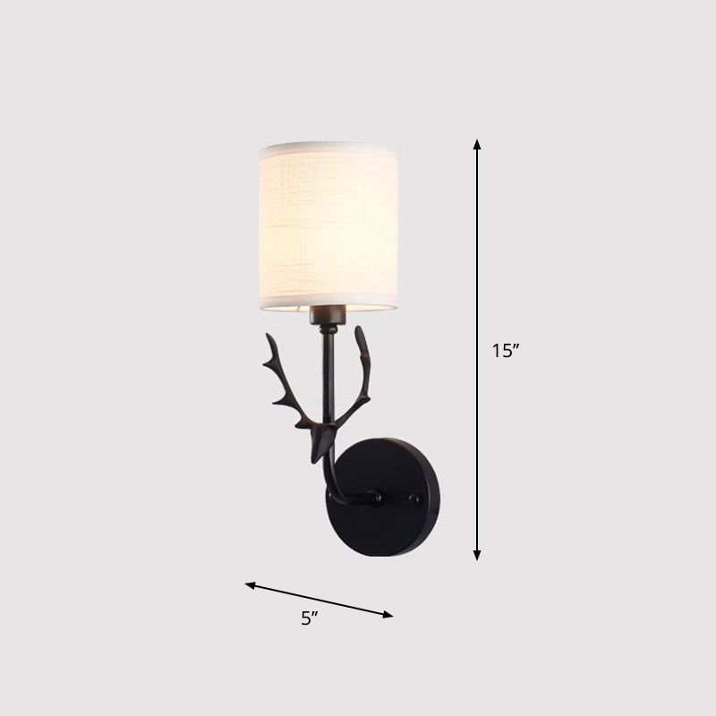 Cilindro de tela Luz de montaje de pared Minimalismo de la sala de estar 1 luces Iluminación de pared con acento de ciervos