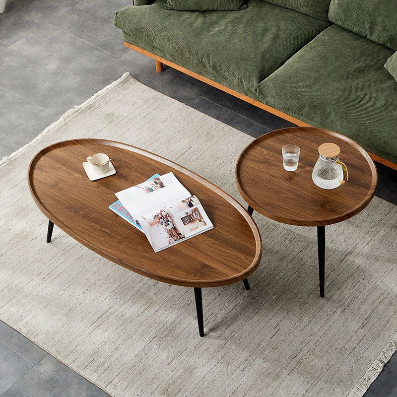 Modern Style Round/oval Wooden Table Metal 3/4 Legs Base Coffee Table